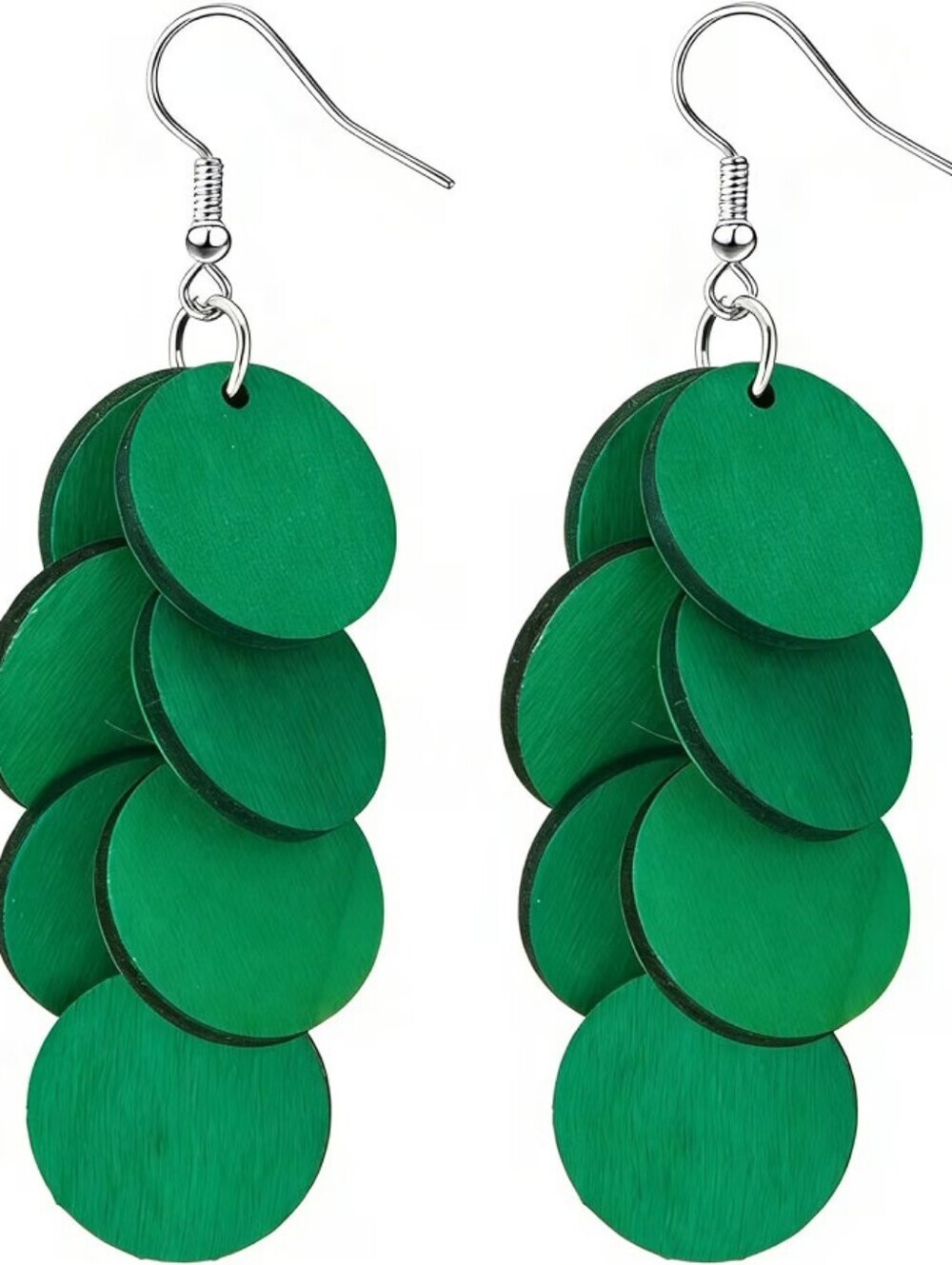 Bohemian Wooden Layered Disc Dangle Earrings